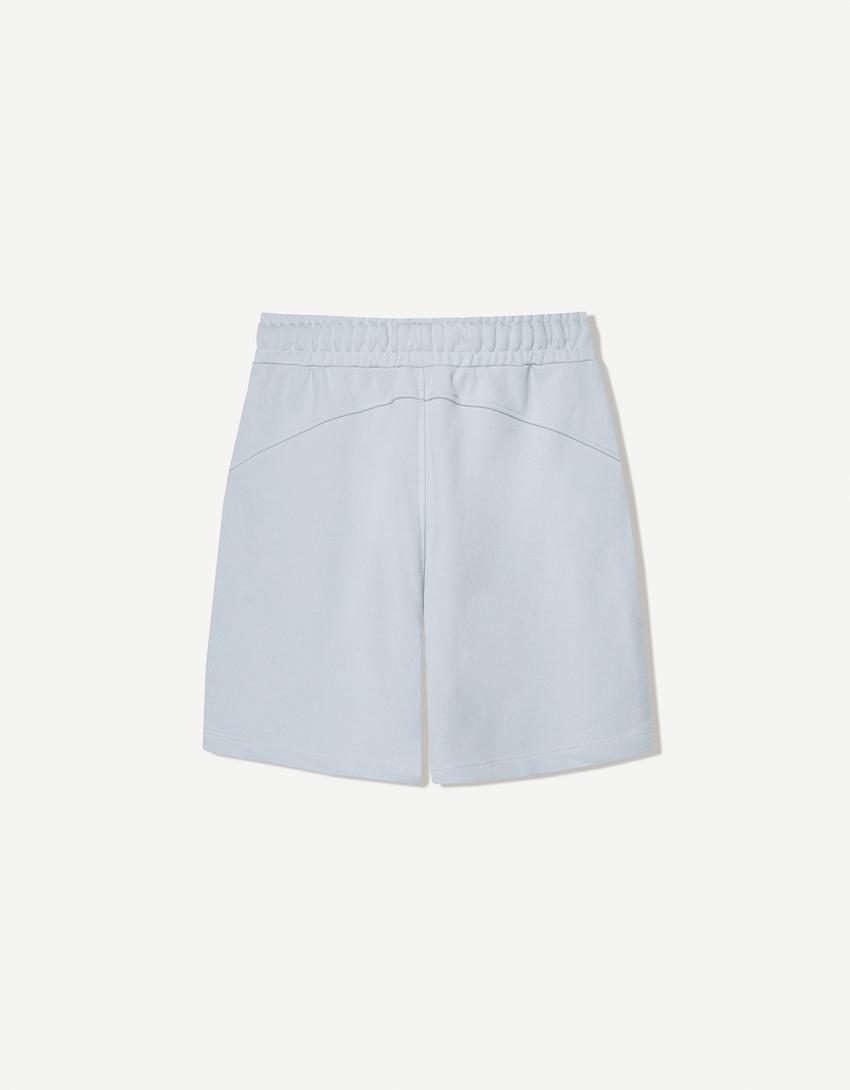 Plush bermuda shorts-Light blue