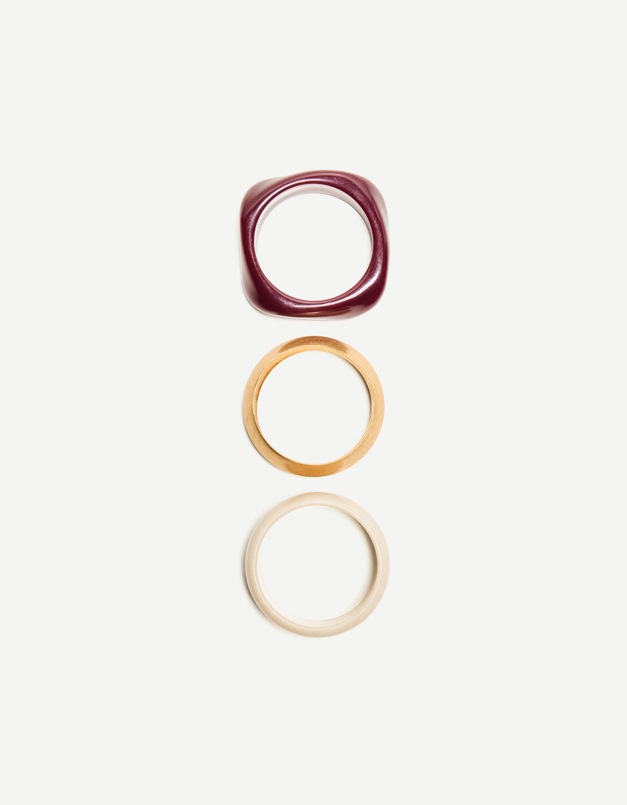 Bershka 3er-Pack Armbänder Damen Bordeaux