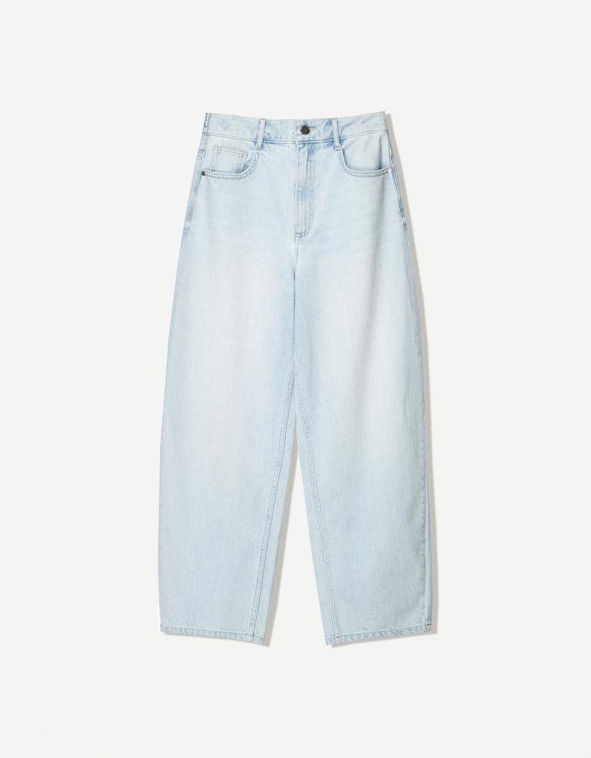 Jeans barrel goma en cintura-Azul claro-3