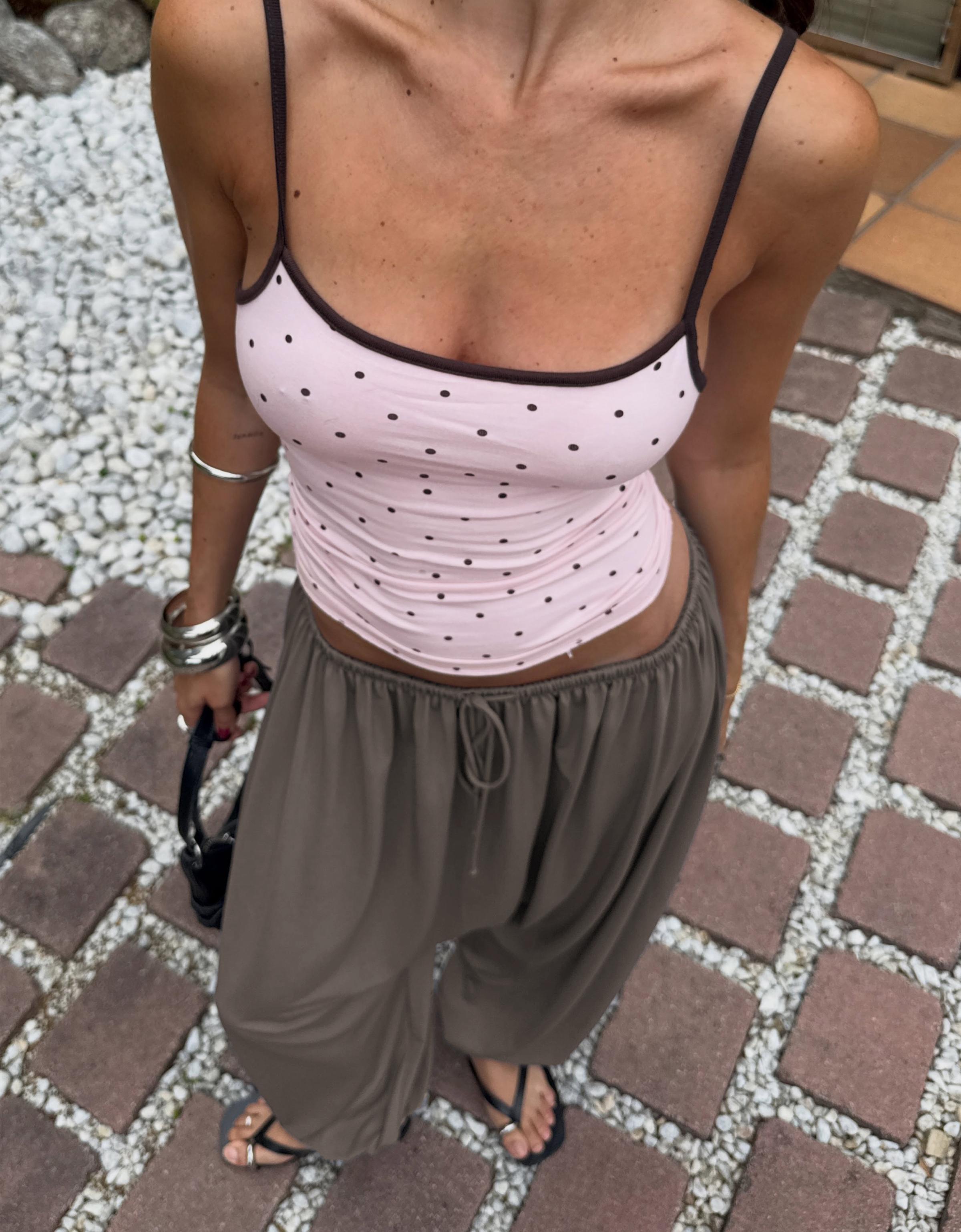 Contrast strappy top — Pink
