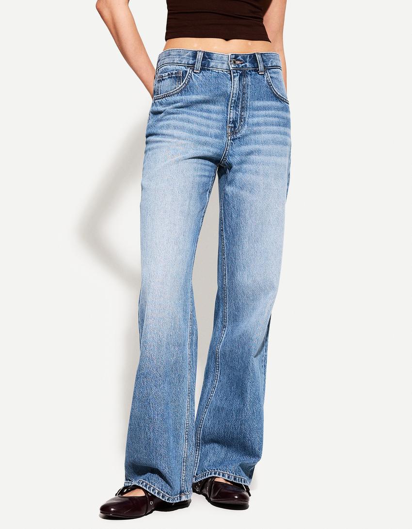 Wide-leg '90s jeans-Light blue