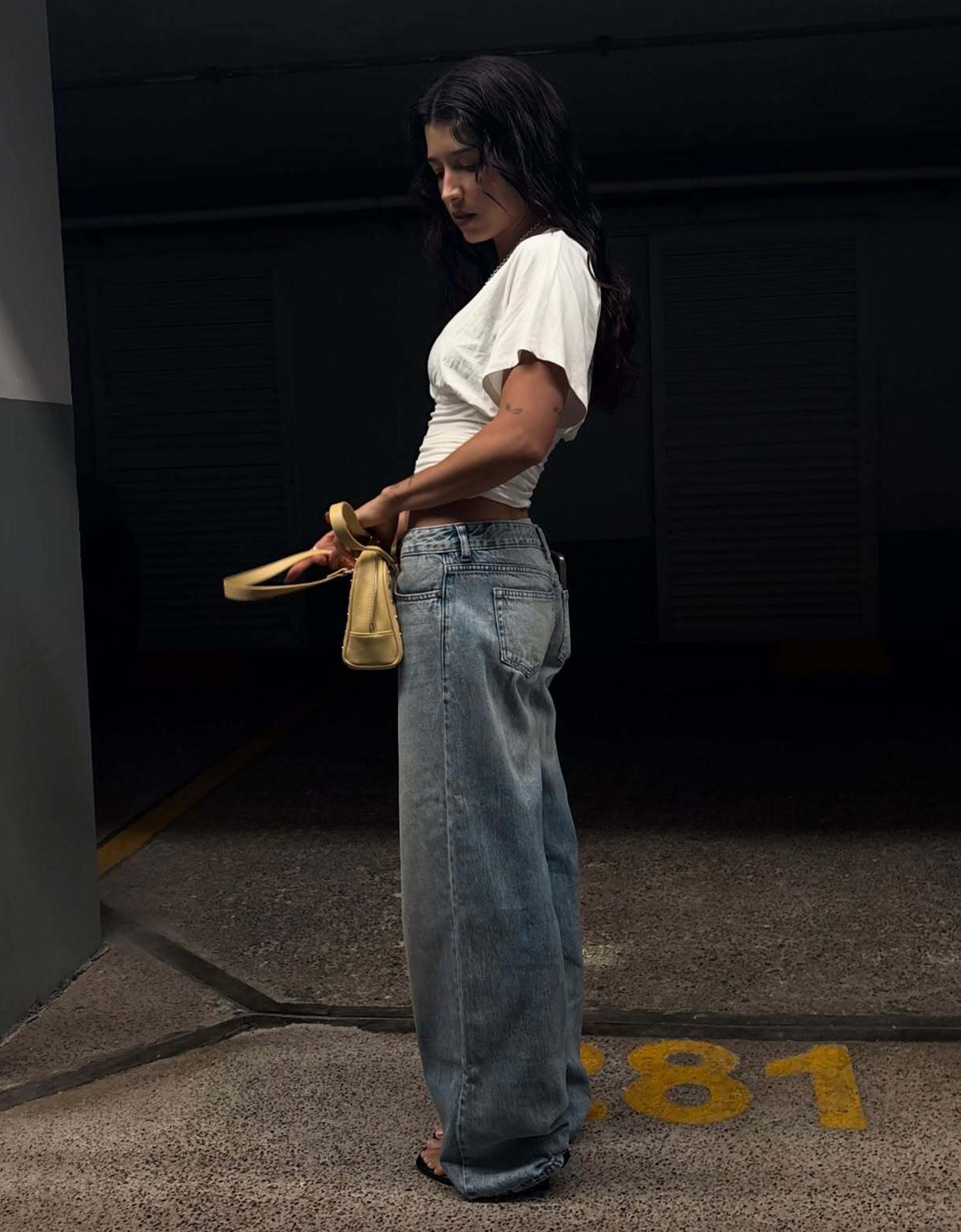 Low-rise wide-leg jeans — Light blue