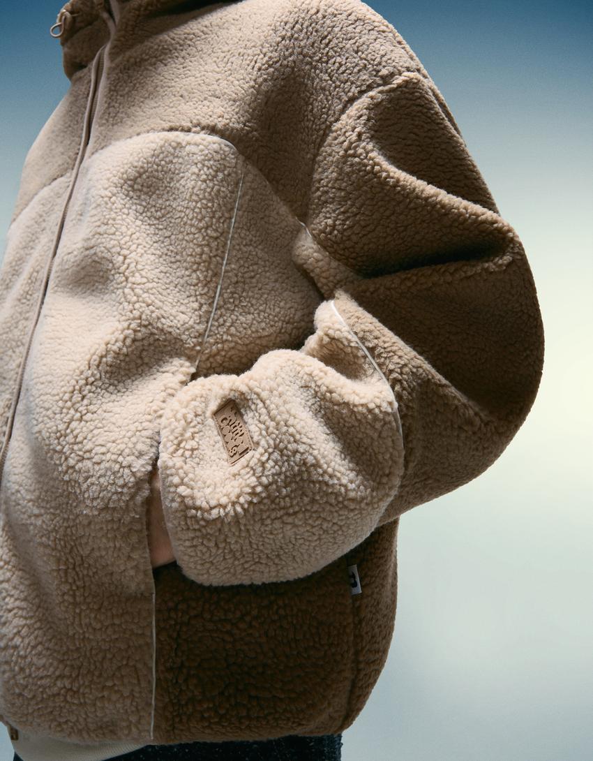 Veste en mouton synthétique-Camel