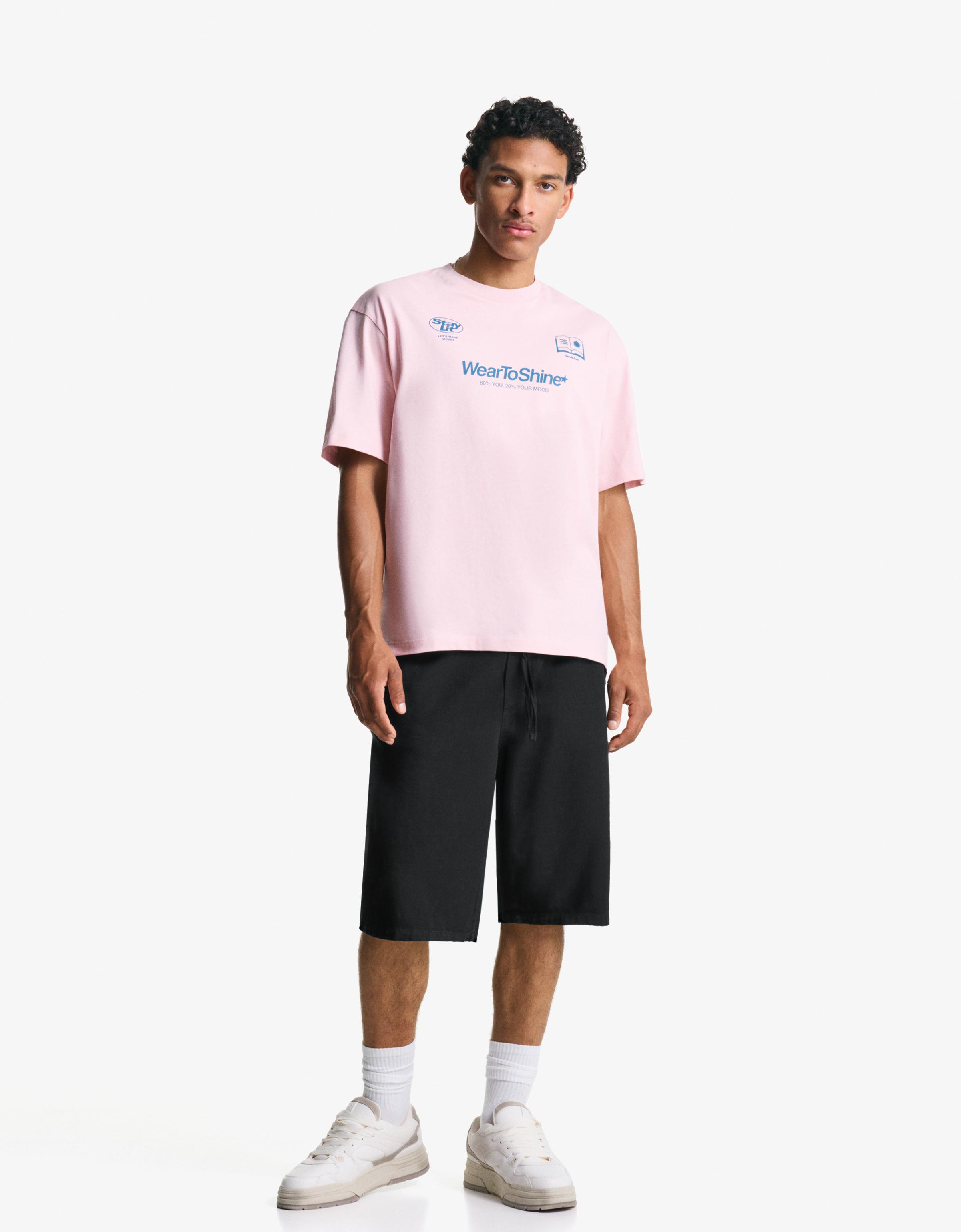 Bershka Rustikale Skater-Jogger-Bermudas Herren Xs Schwarz