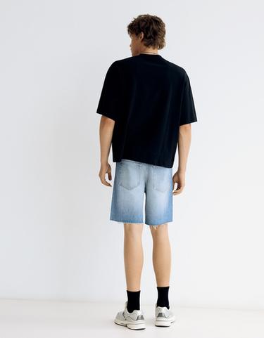Ripped denim Bermuda shorts — Light blue 2