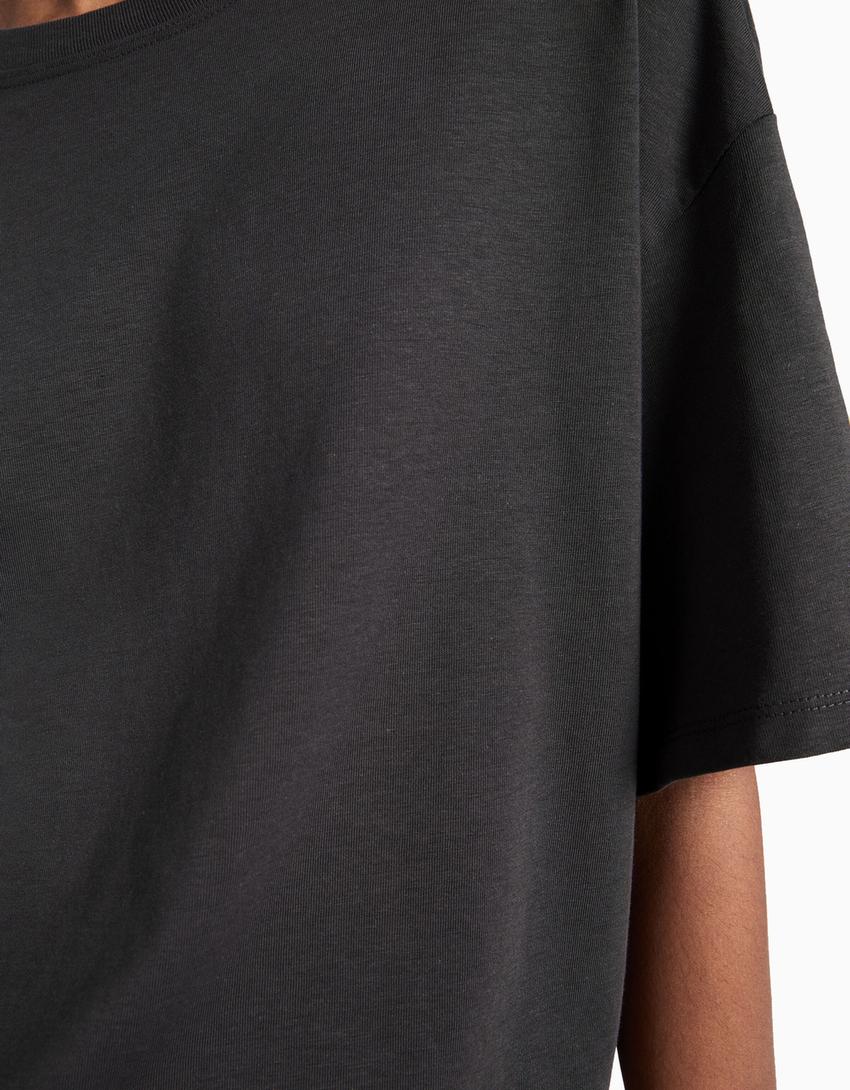 Oversize-Shirt mit kurzen Ärmeln-Dunkelgrau