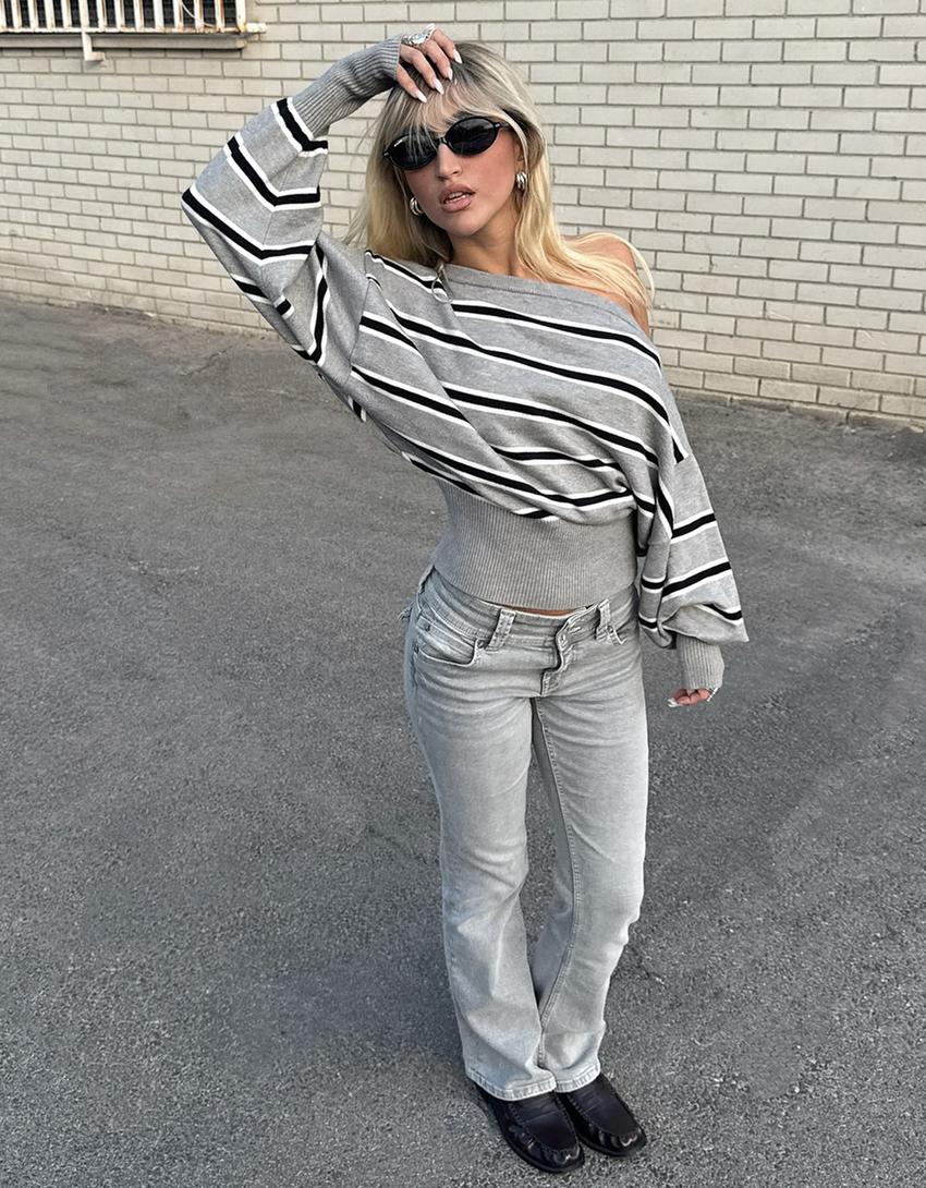 Bootcut Jeans mit Taschen-Grau