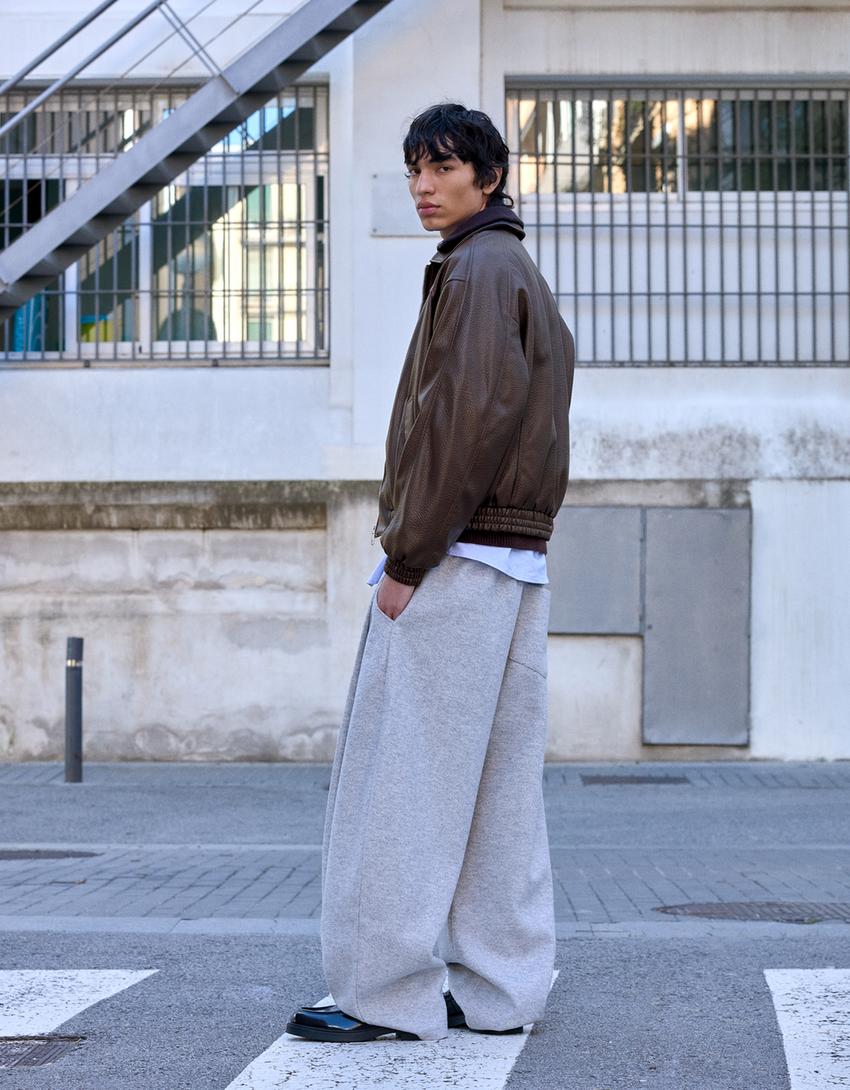 Veste en similicuir-Marron