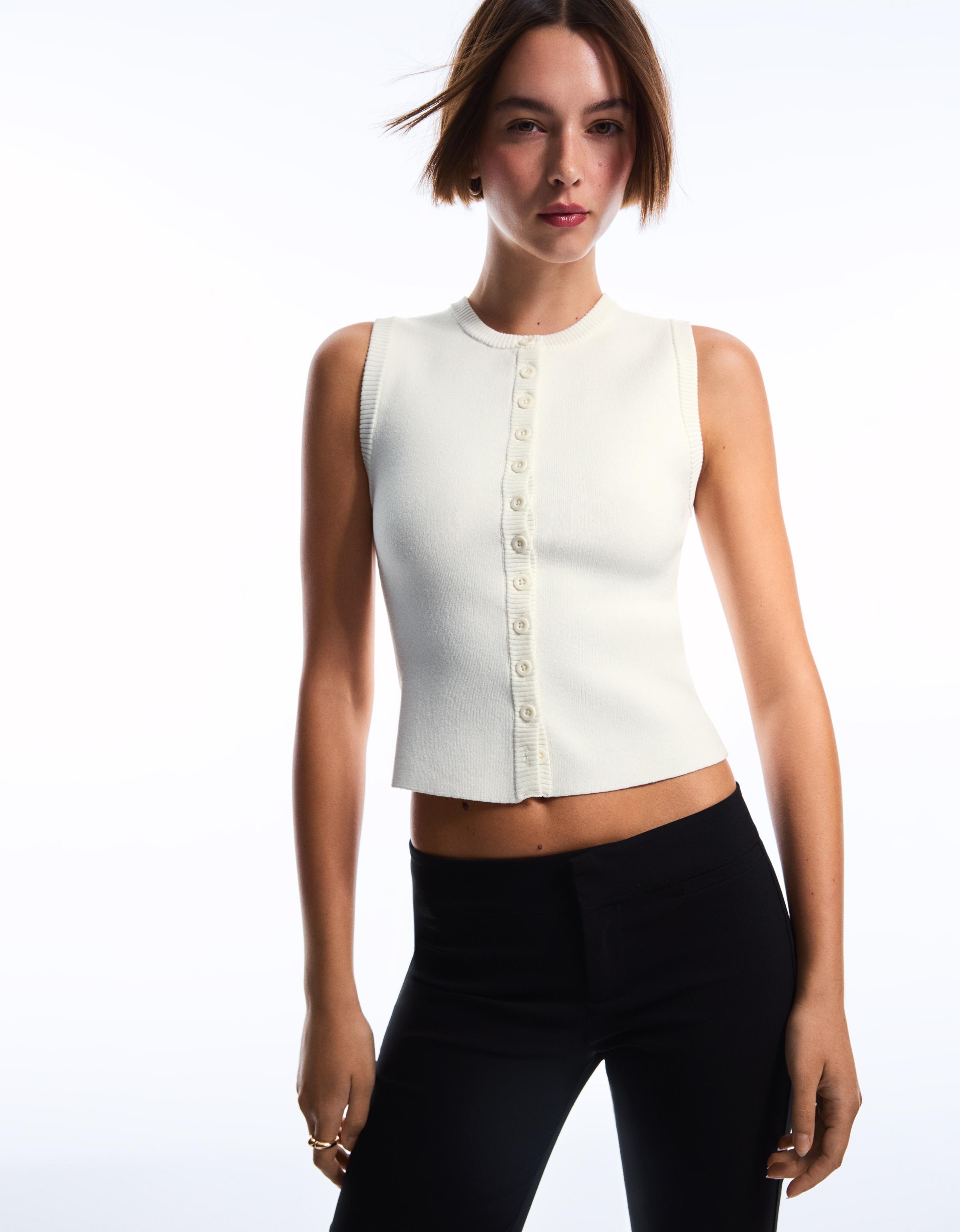 Bisiklet yaka düğmeli yelek - Görsel 9