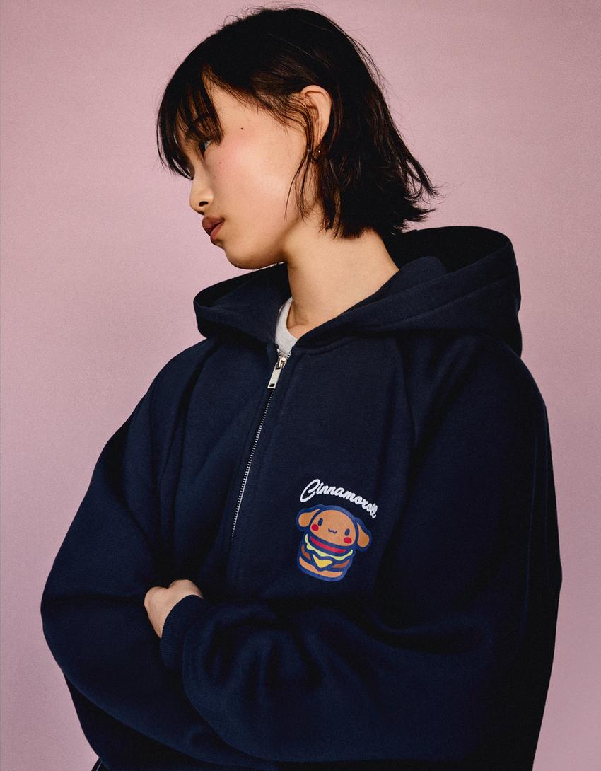 Cinnamoroll zip-up hoodie-Navy-1