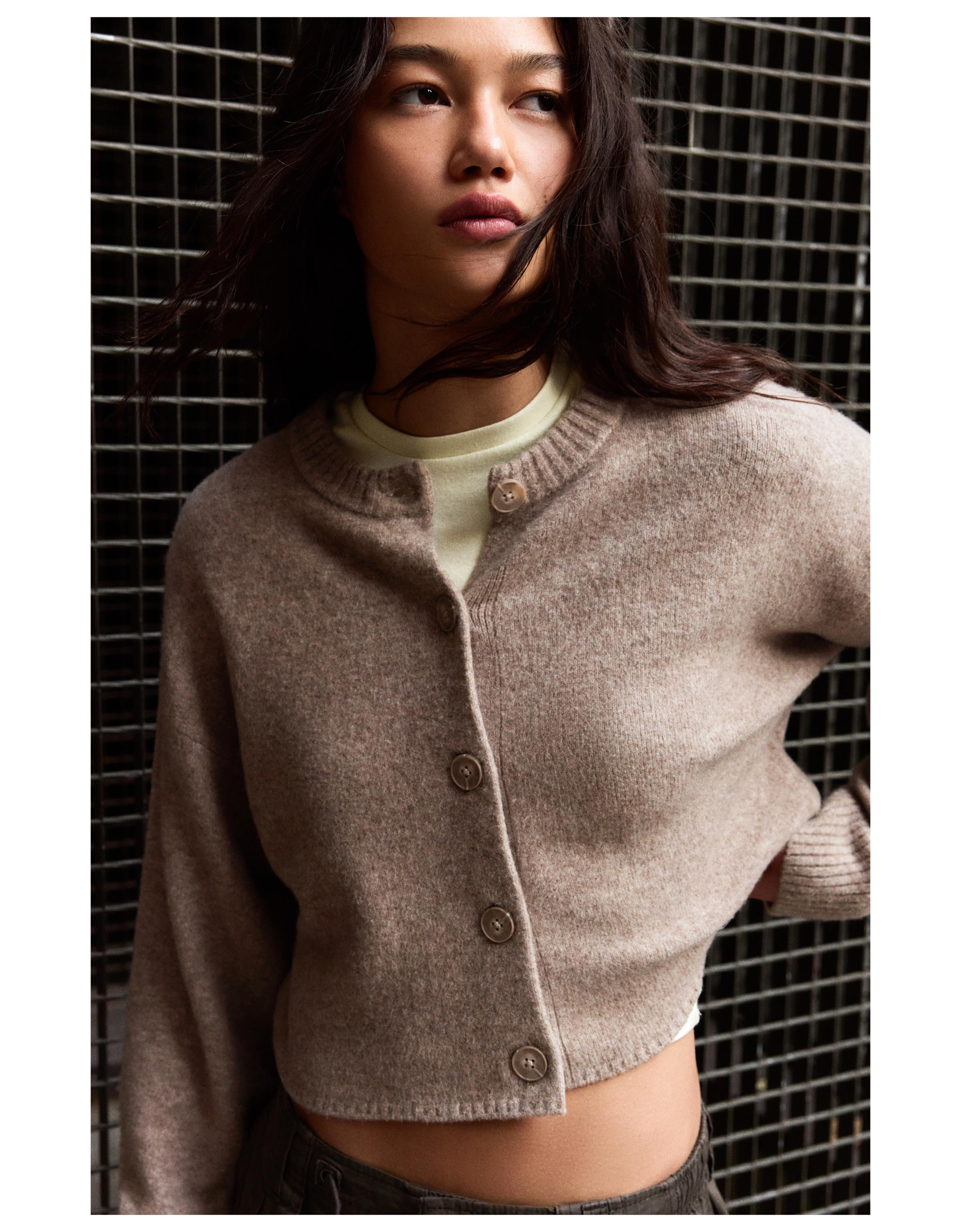 Soft touch round neck jacket — Grey