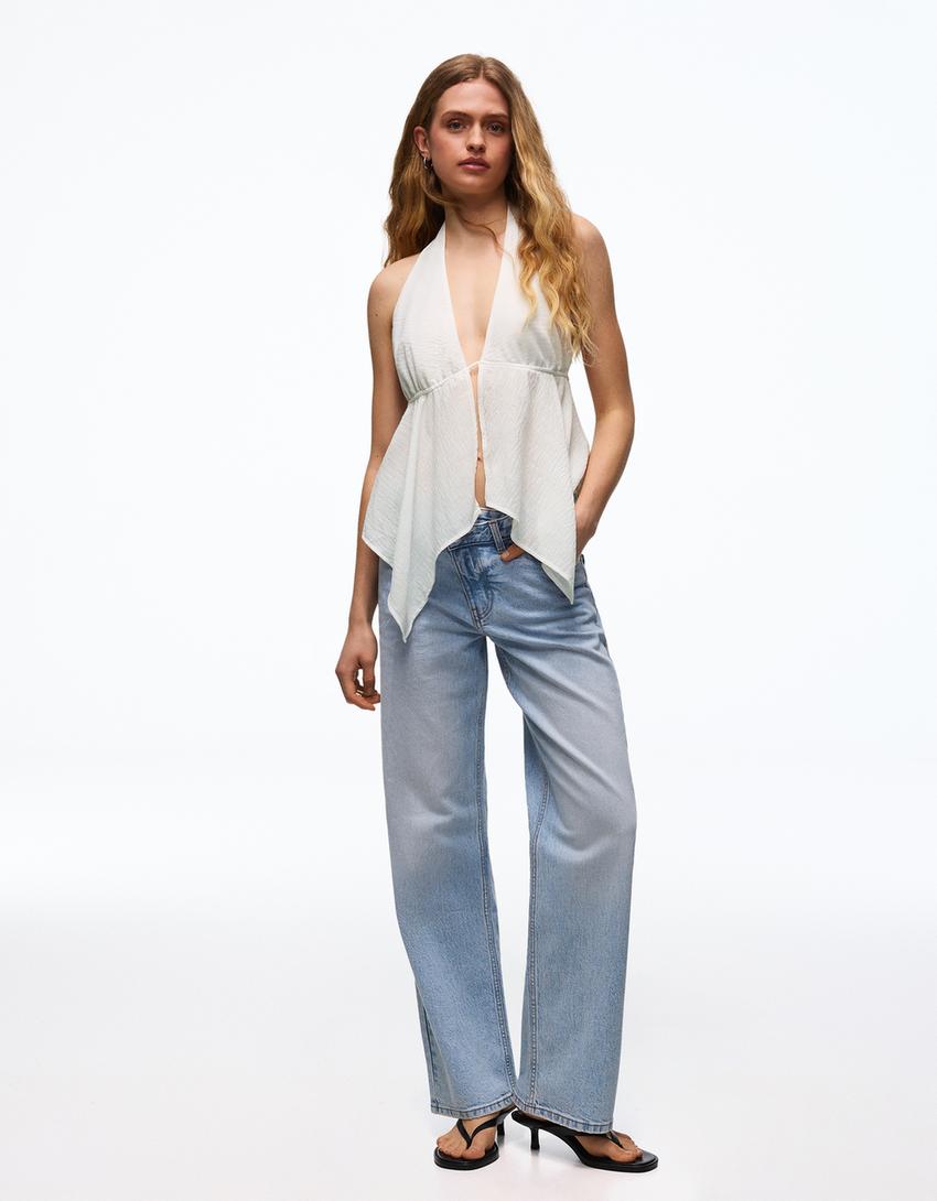 Tied halter top-Off white