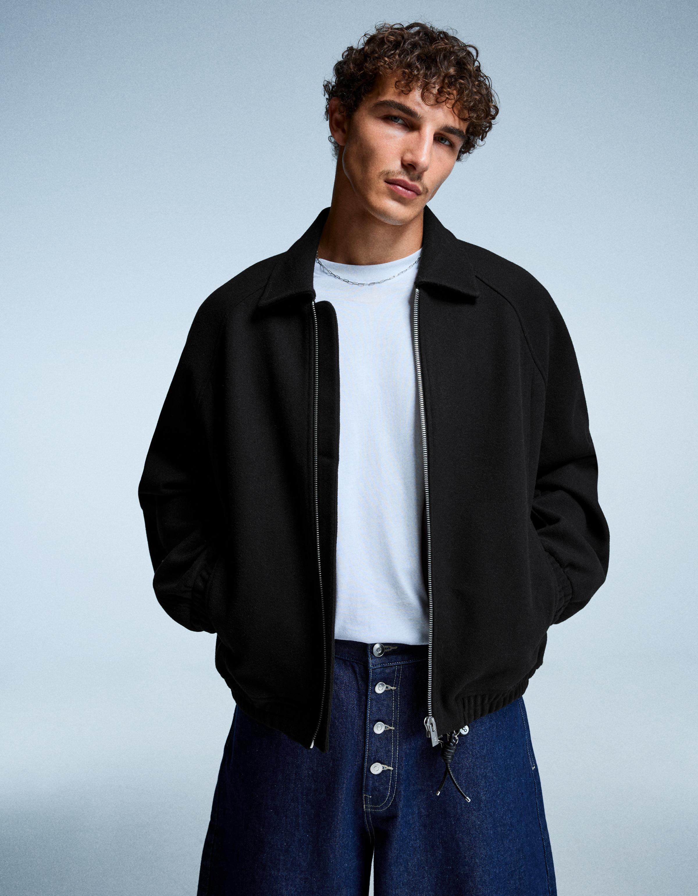 Bershka Truckerjacke Aus Tuch Herren S Schwarz