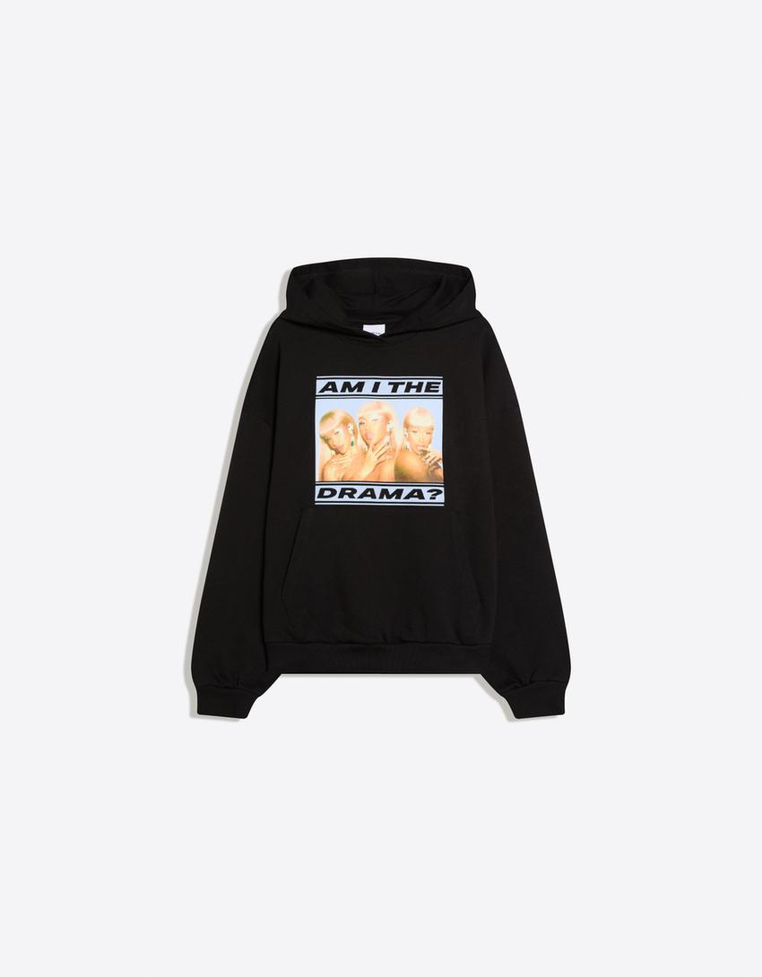 Cardi B printed hoodie-Black
