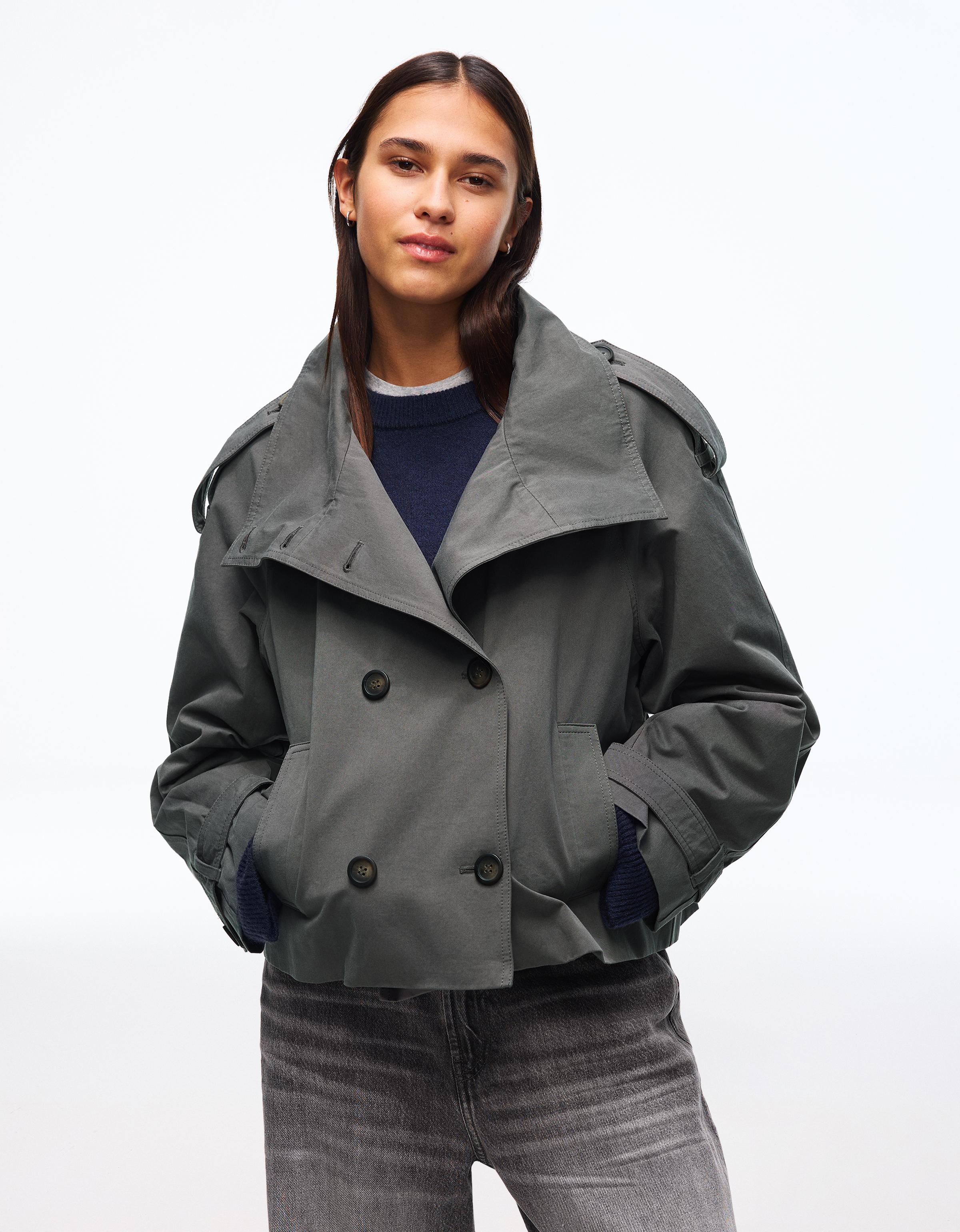 Funnel neck trench jacket — Dark grey