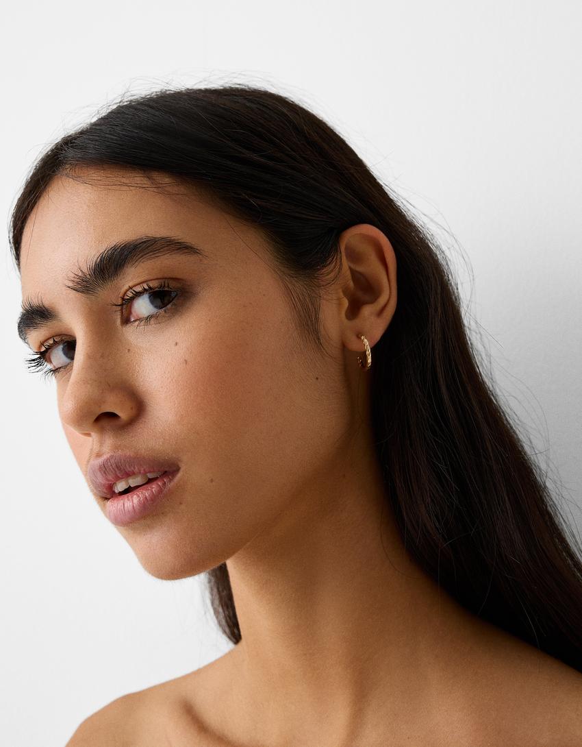 Lot 9 boucles d’oreilles pierres fantaisie-Or-3