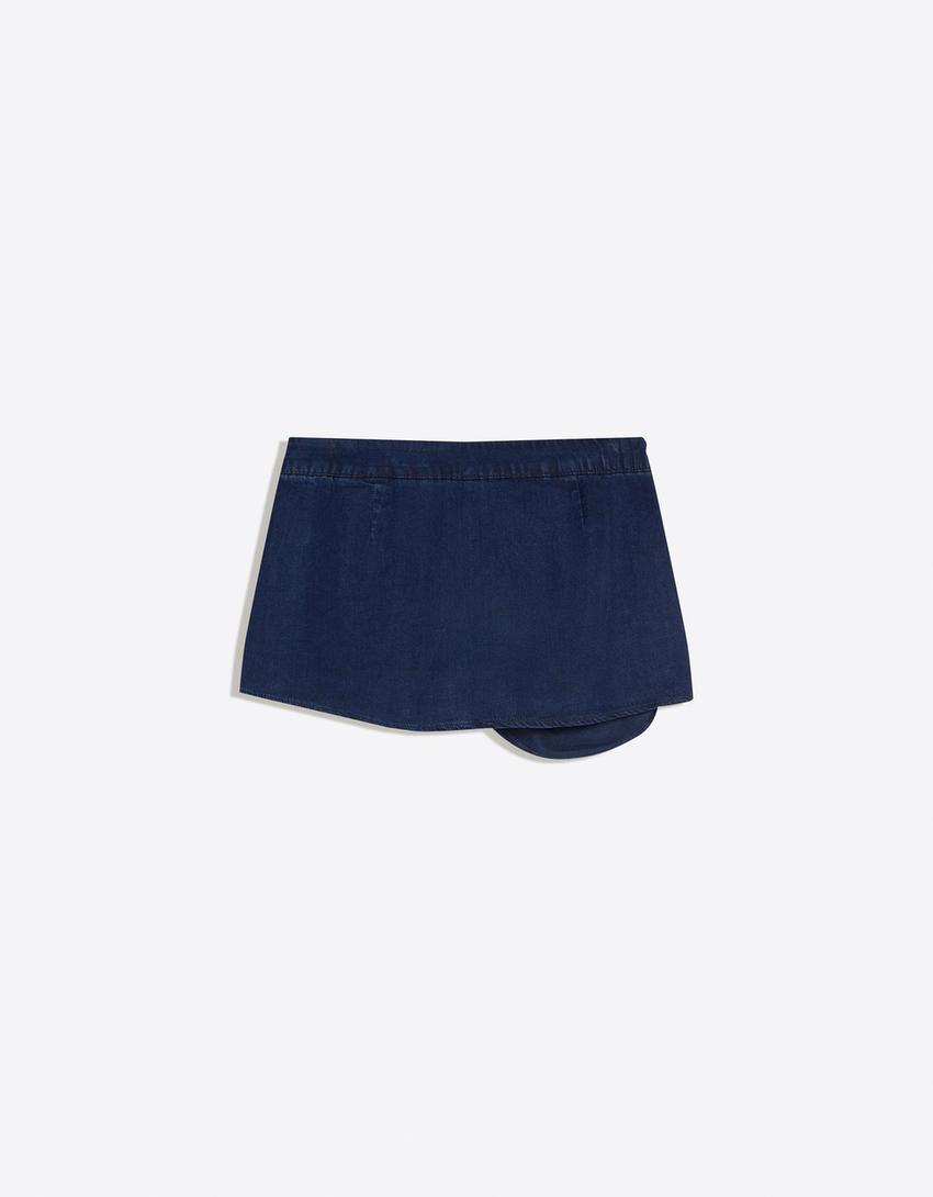 Mini-Hosenrock aus Denim-Blau