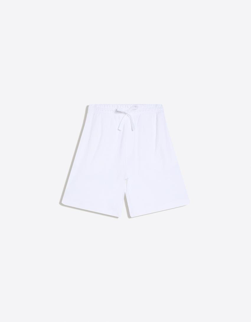 Twill Bermuda shorts-Off white