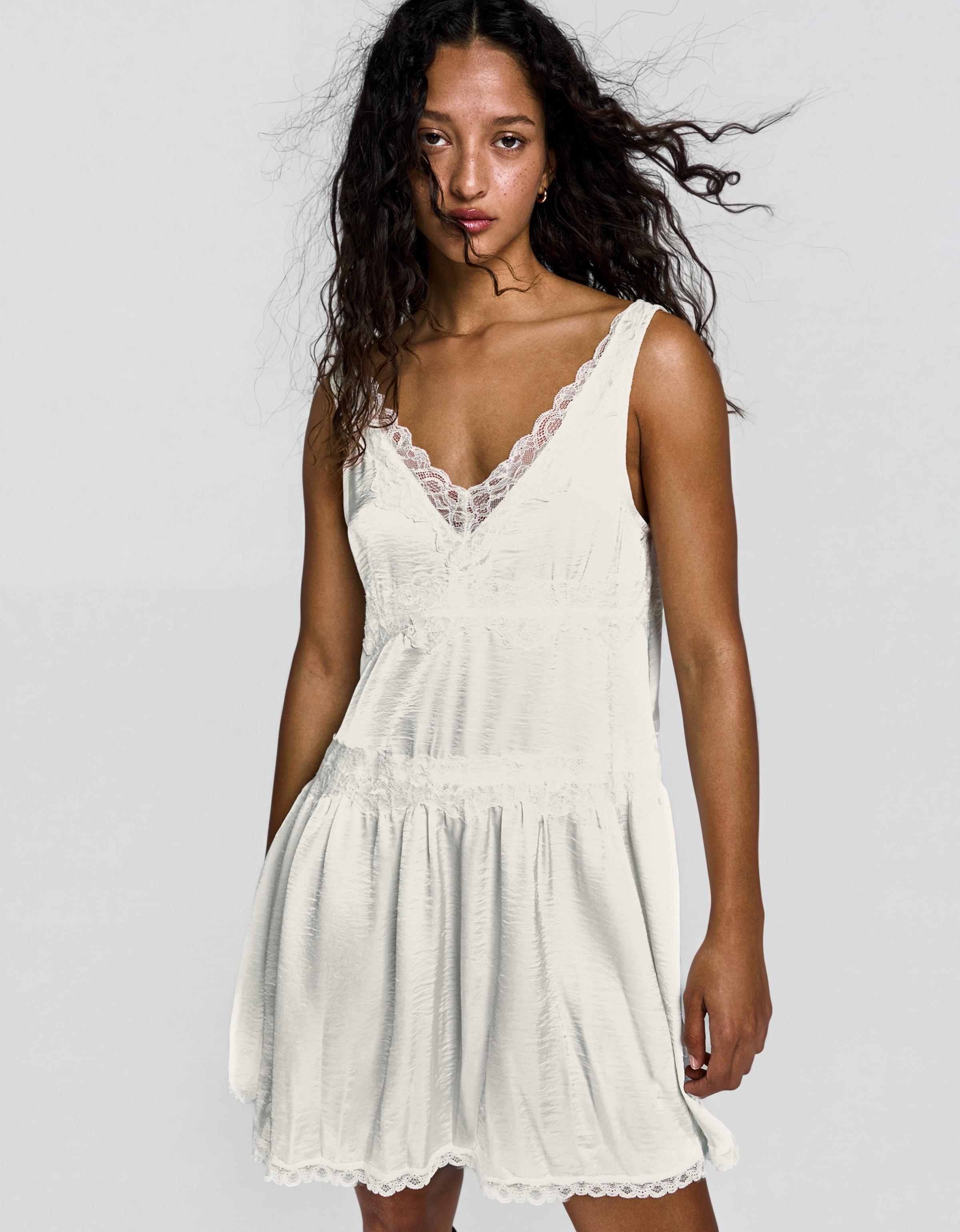 Saten mini elbise - Görsel 22