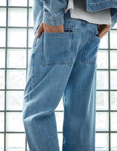 Textured check jeans — Light blue 4