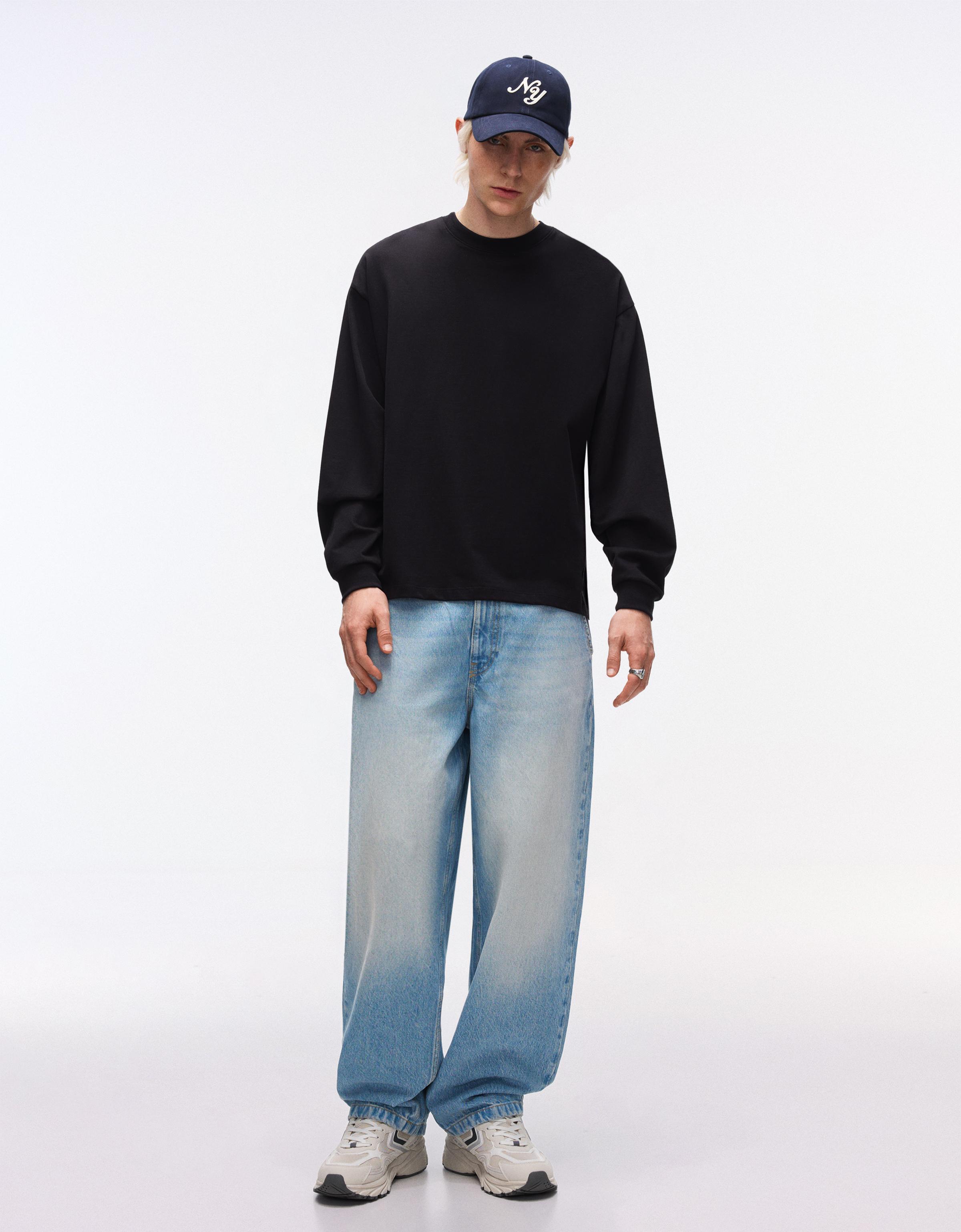 Bershka Skater-Jeans Herren 46 Ausgewaschenes Blau