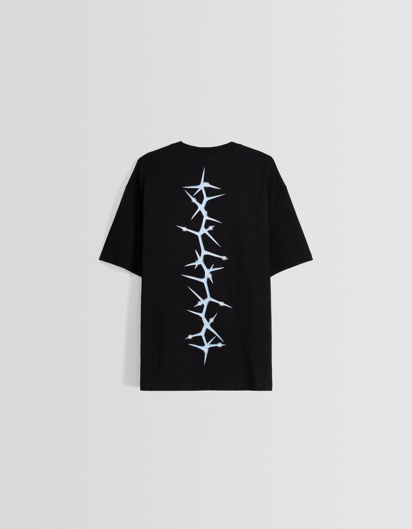 T-shirt manches courtes imprimé-Noir-5