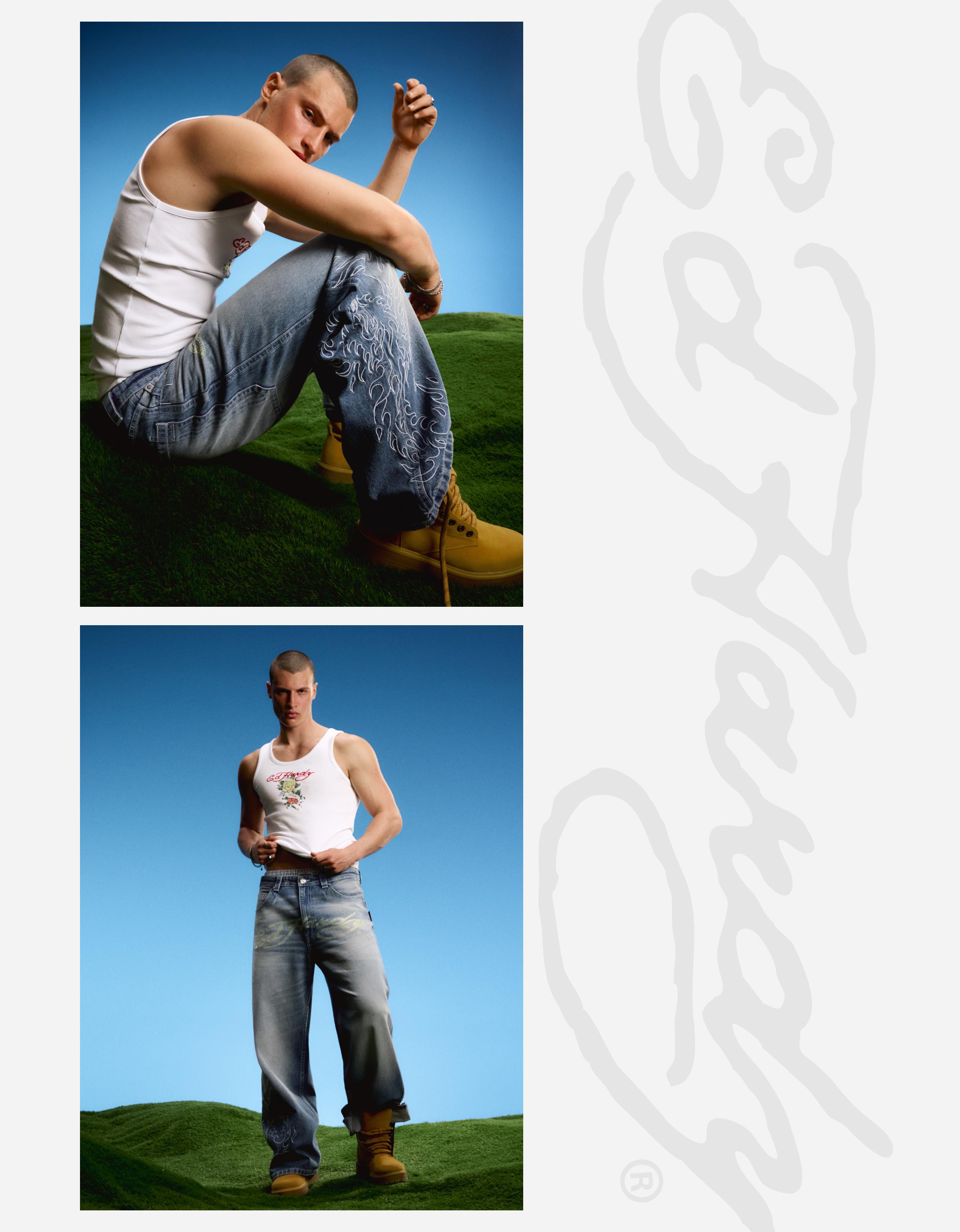 ED HARDY X BERSHKA jeans — Light blue
