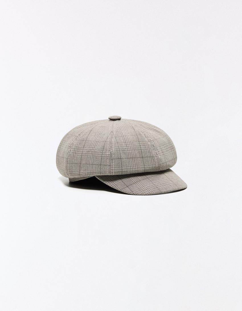 Plaid cap-Mixed gray