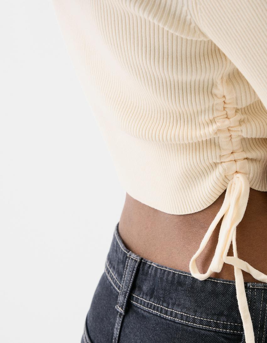 سويتر بزمة جانبية-كريمي-5