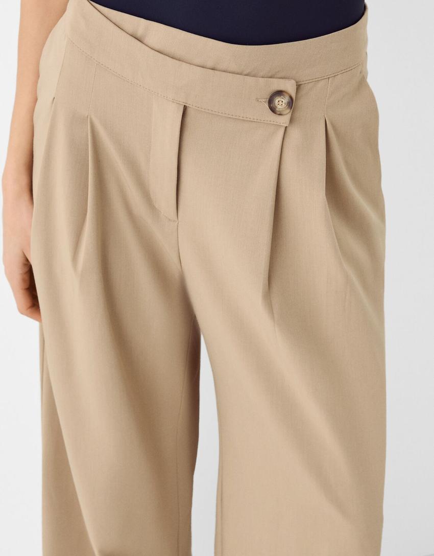 Pantalon jambe large coupe tailleur-Camel-3