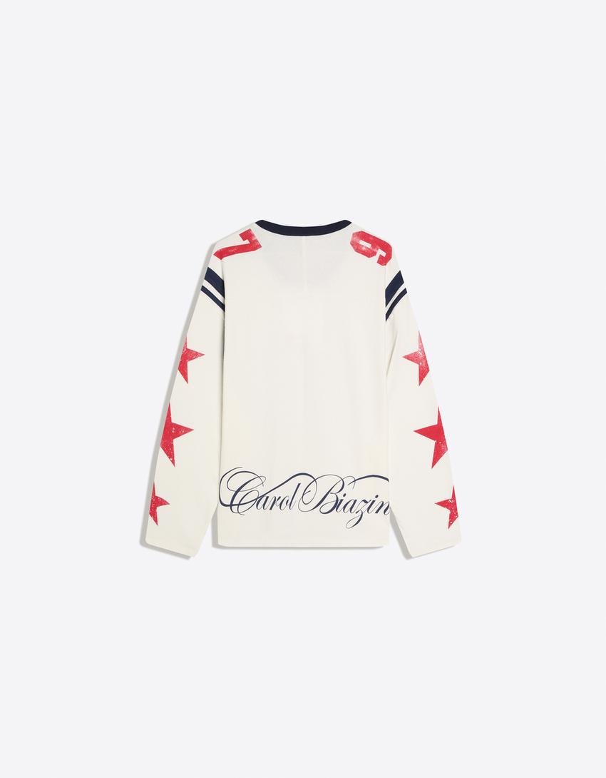 Camiseta oversize estampada Carol Biazin Collection-Off-white
