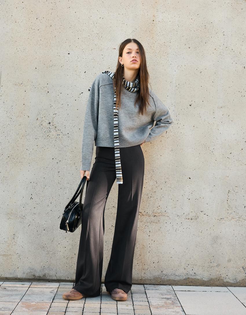 Wide-leg trousers-Dark grey
