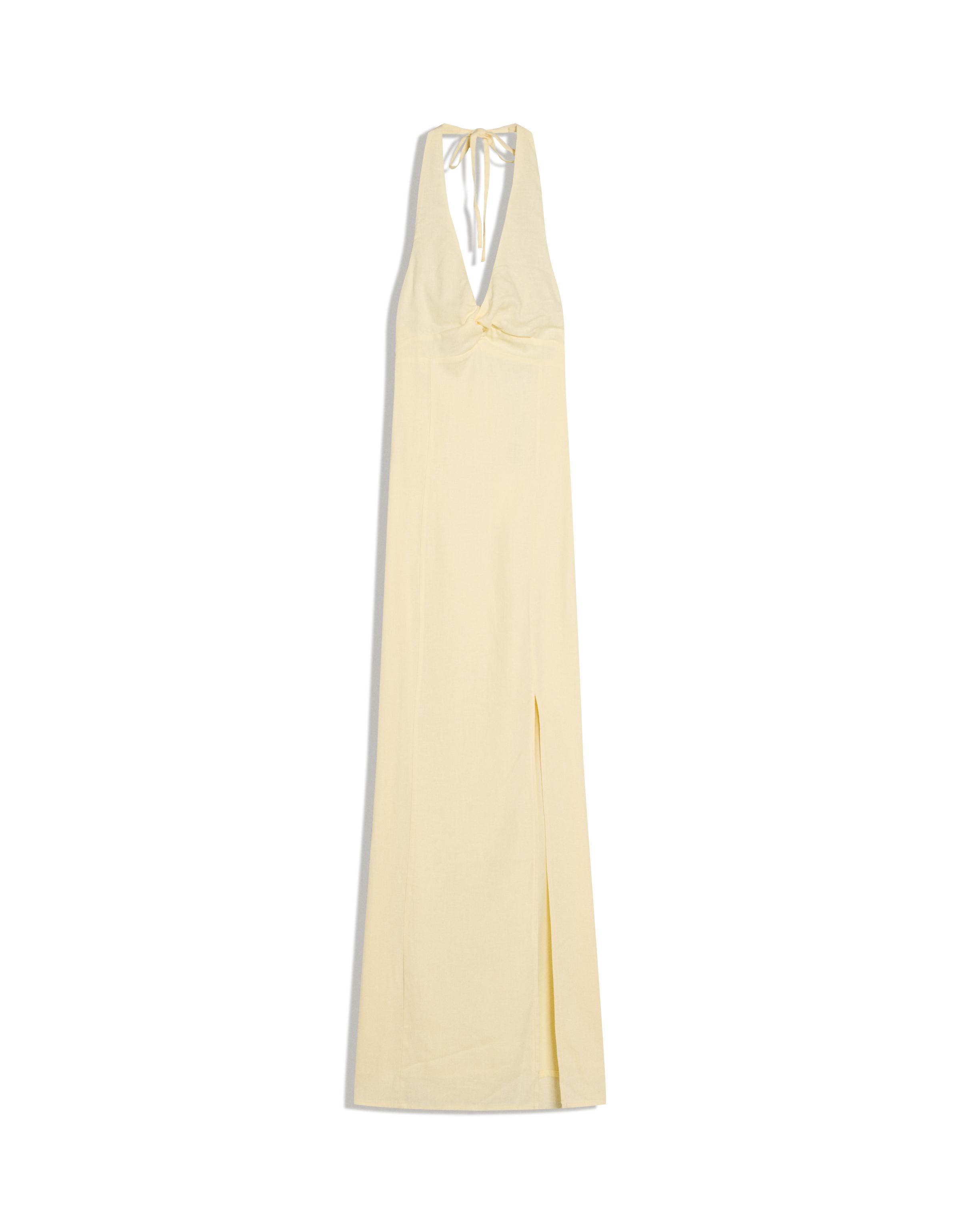 Bershka Ketenli halter midi elbise görsel 3