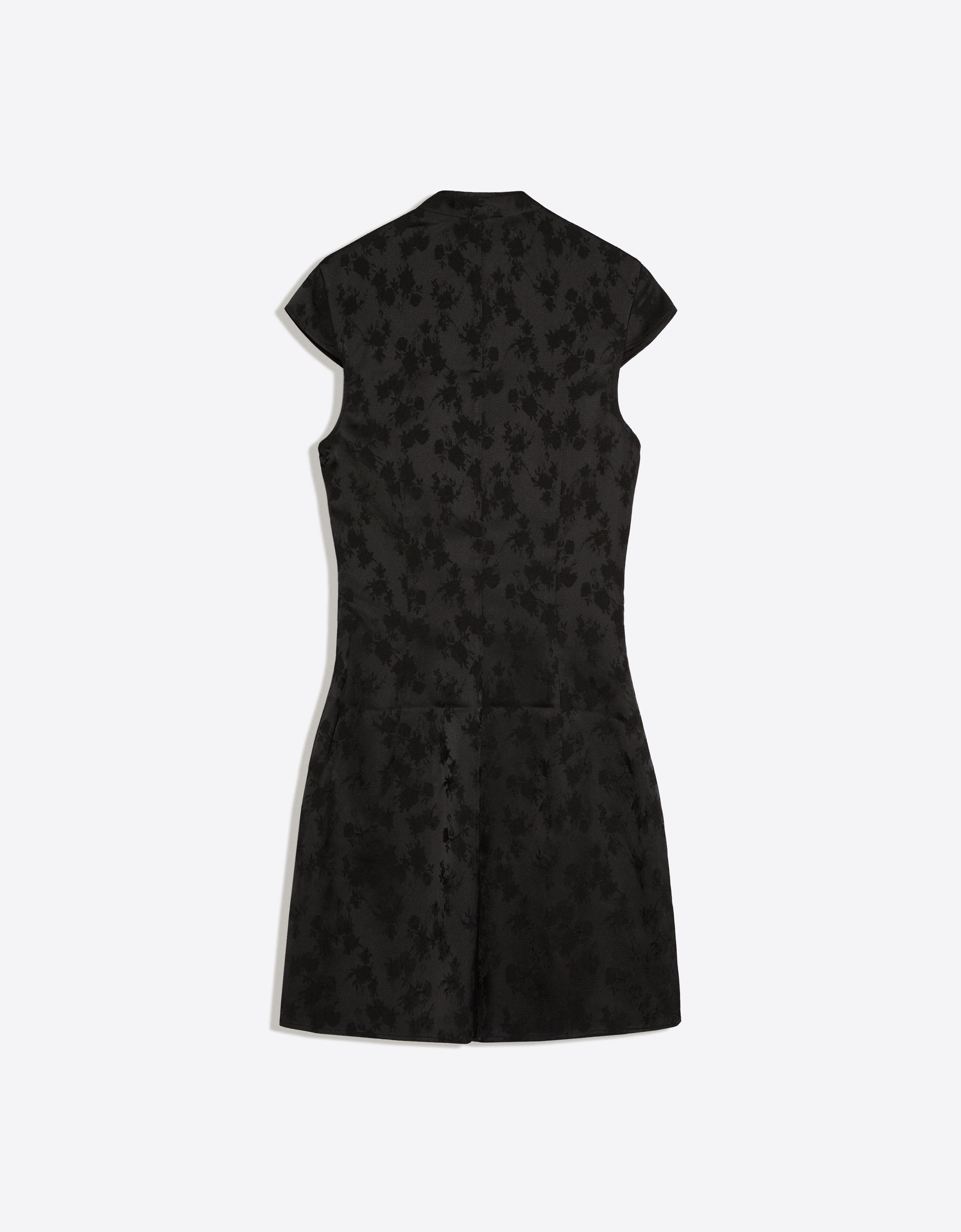 Mini sateen jacquard dress — Black