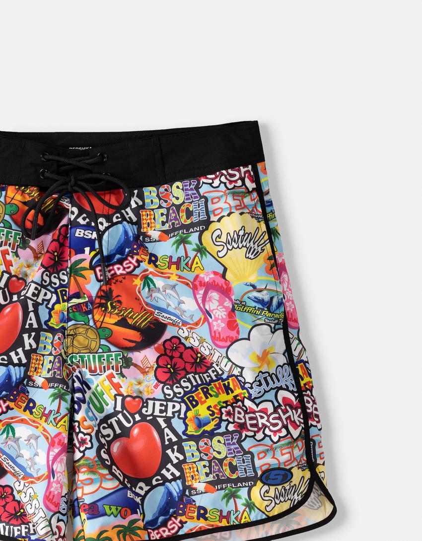 Short de bain BERSSSHKA X SSSTUFFF imprimé-Noir-4