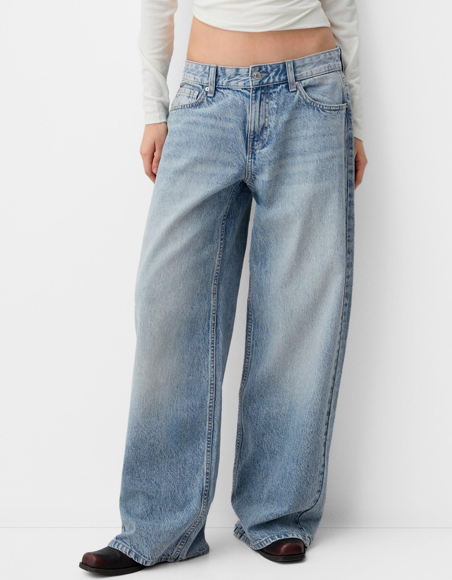 Bershka Boyfriend-Jeans Damen 44 Ausgewaschenes Blau günstig online kaufen