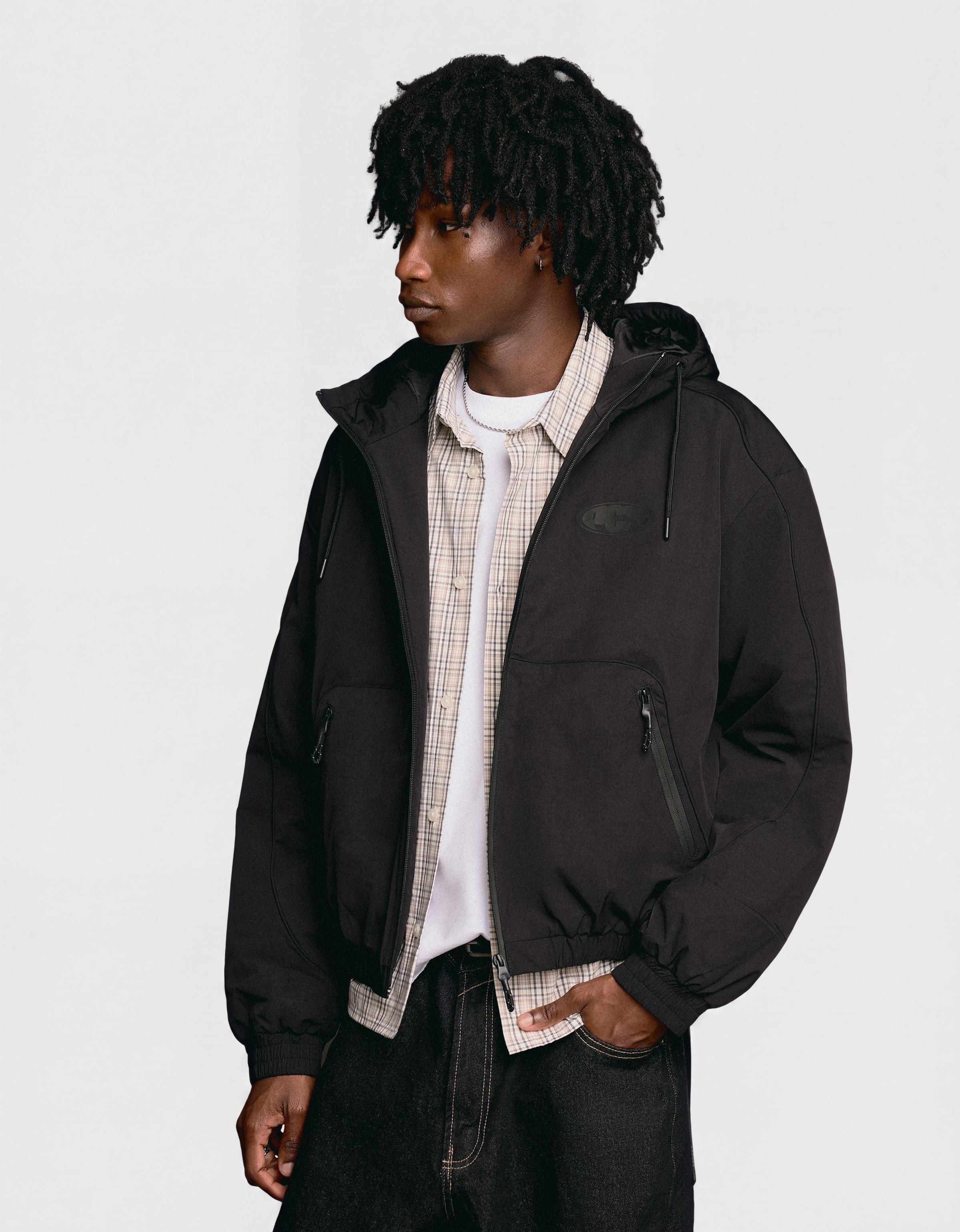 Technical hooded jacket — Black