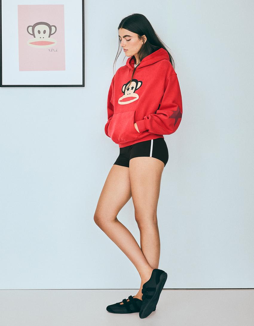PAUL FRANK baskılı kapüşonlu sweatshirt-Kırmızı