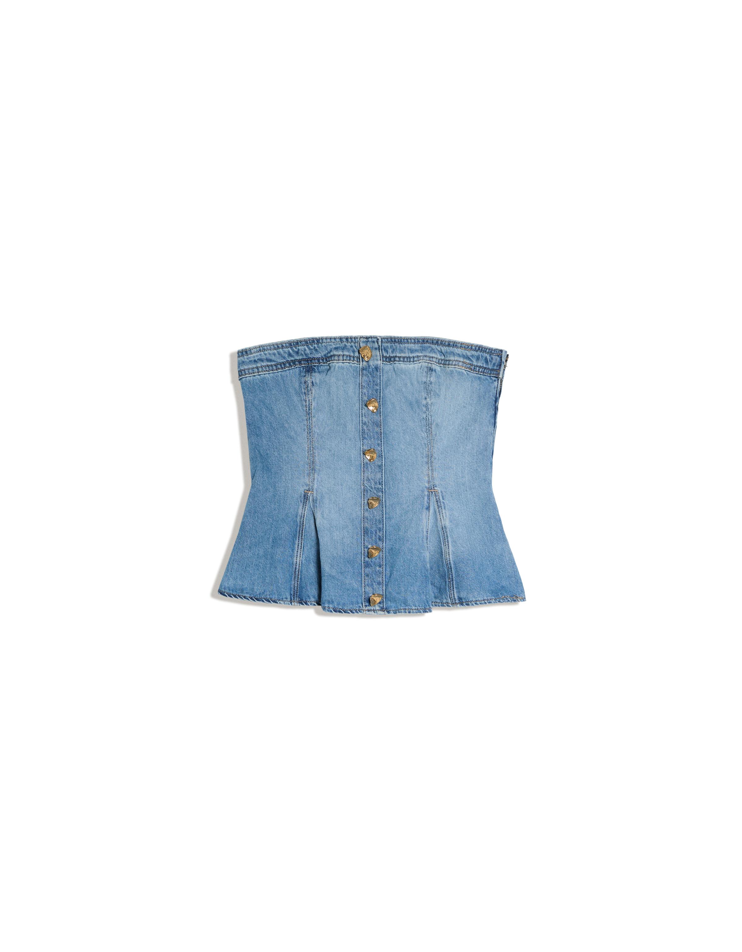 Peplum denim top — Light blue