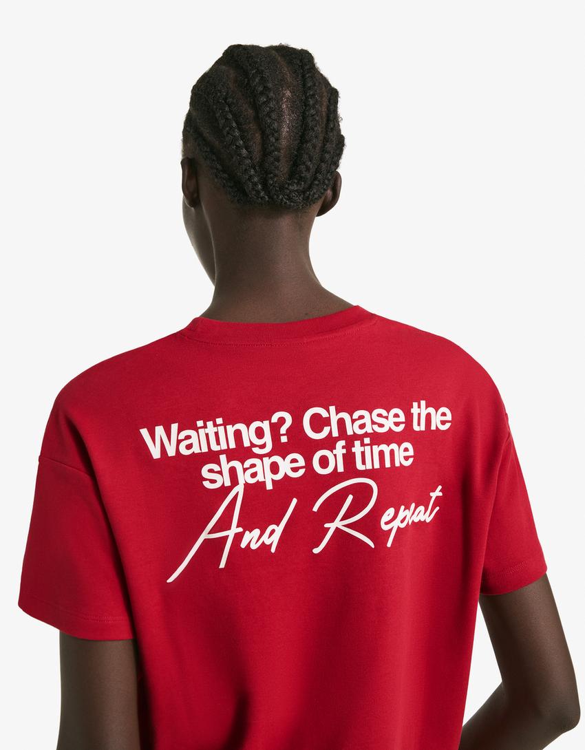 Short sleeve print T-shirt-Red