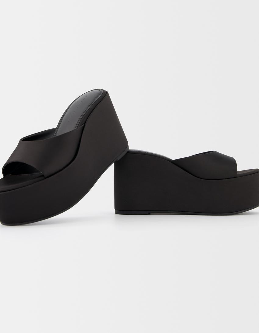 Sandale cu platformă tip sabot-Negru-1