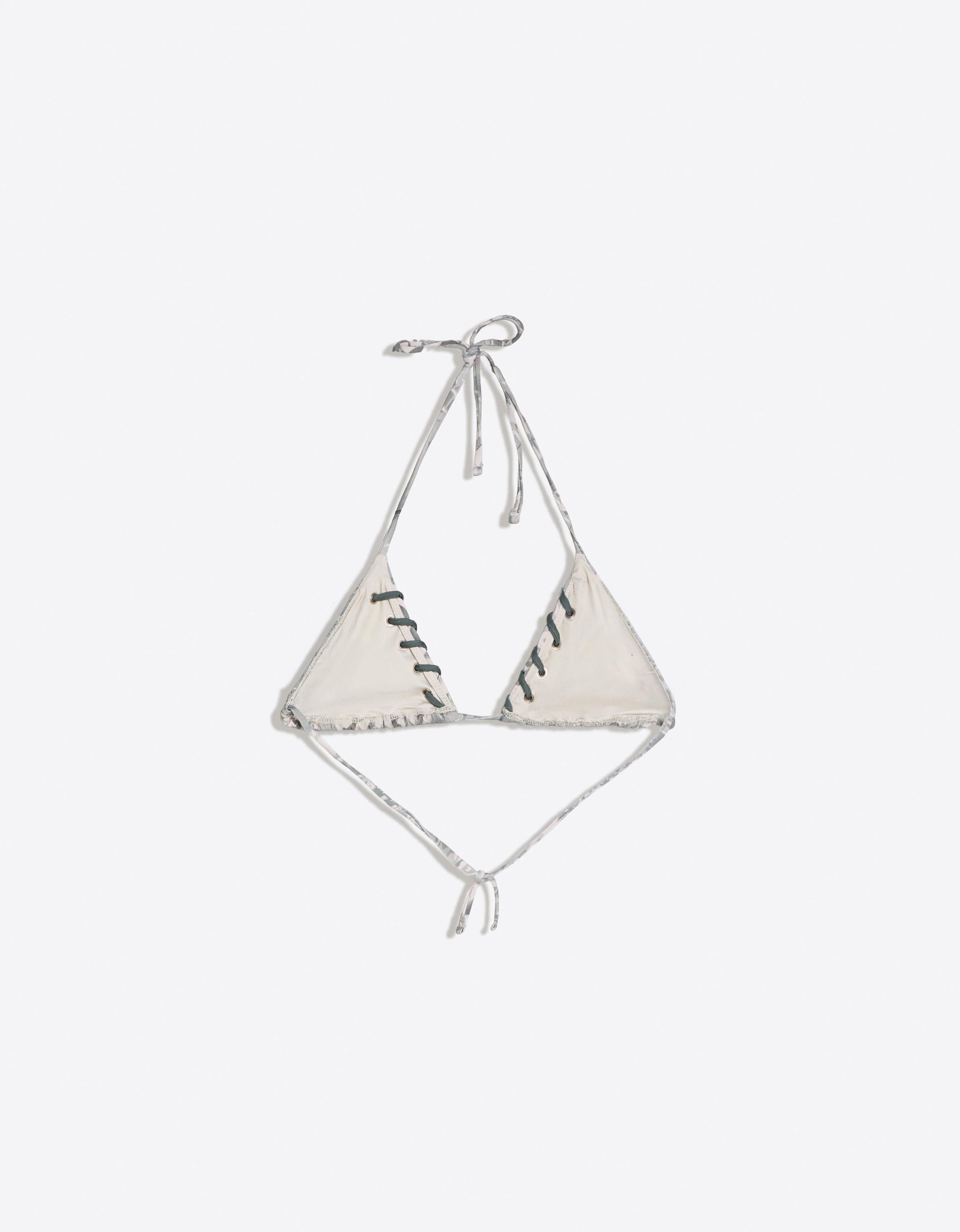 ED HARDY X BERSHKA triangle bikini top — Khaki