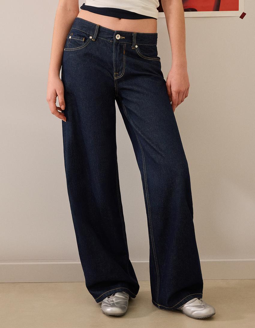 Jeans boyfriend tiro bajo-Marino