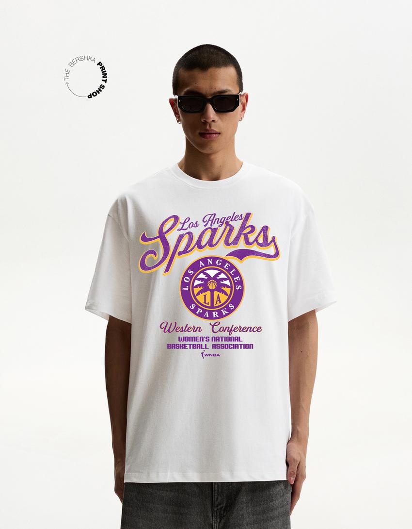 Koszulka WNBA Los Angeles Sparks z krótkim rękawem-Biały złamany-2