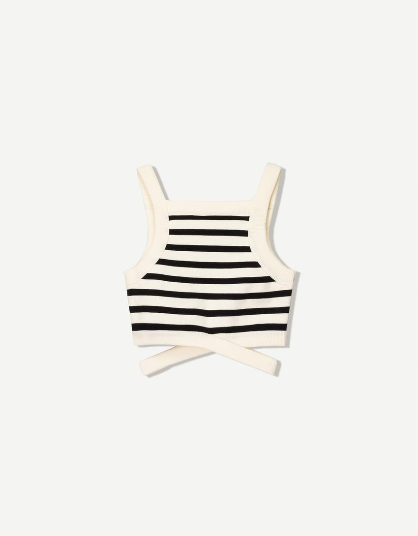 Top tirants cut out tires contrast-Negre