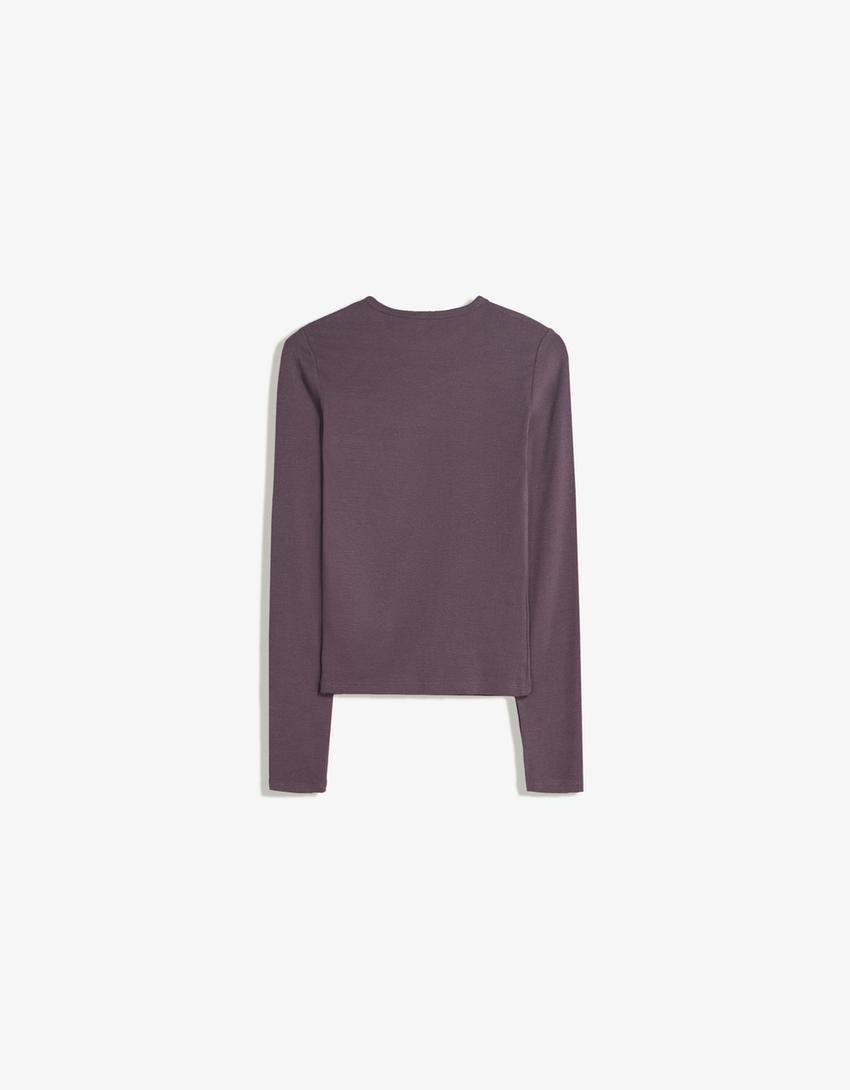 T-shirt de manga comprida-Roxo-4