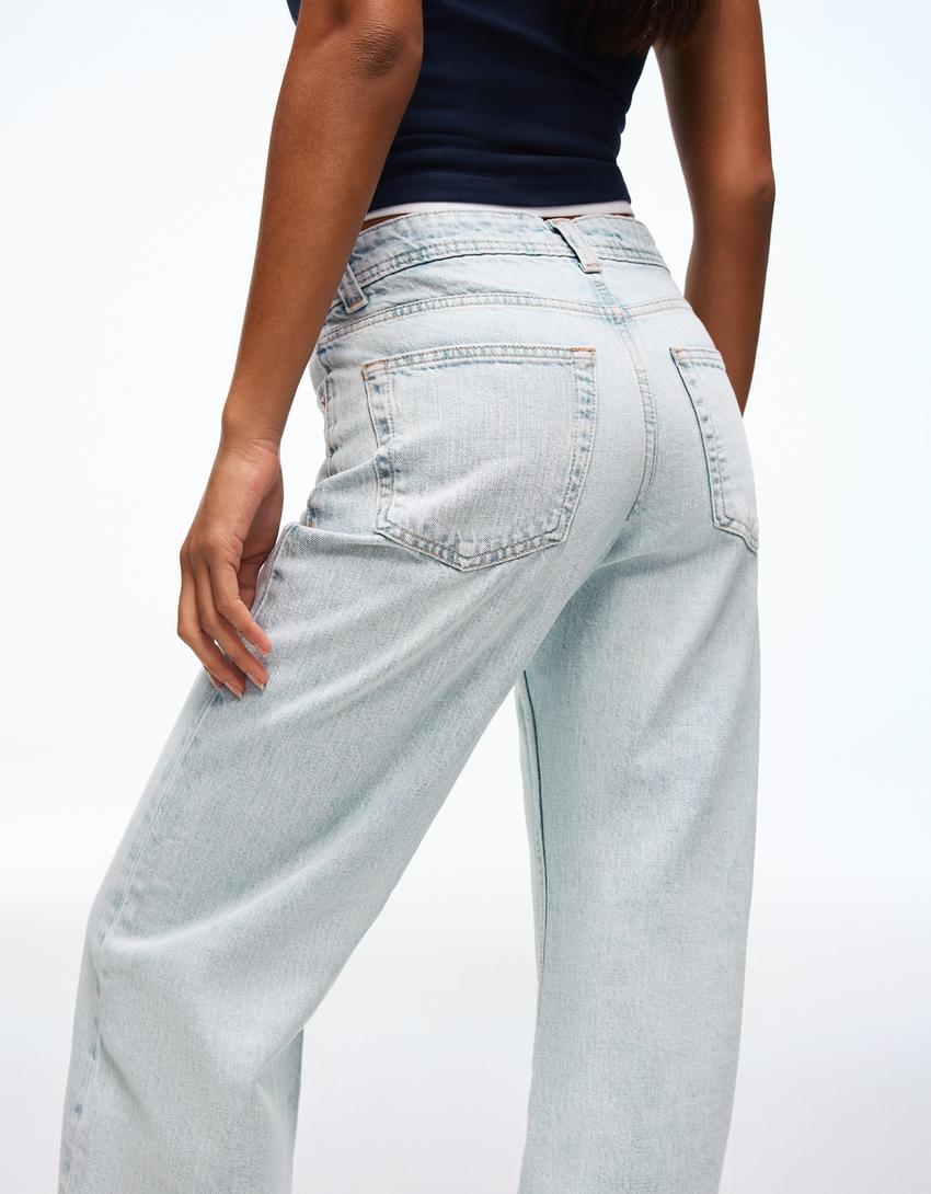 Jeans baggy tiro medio-Azul lavado