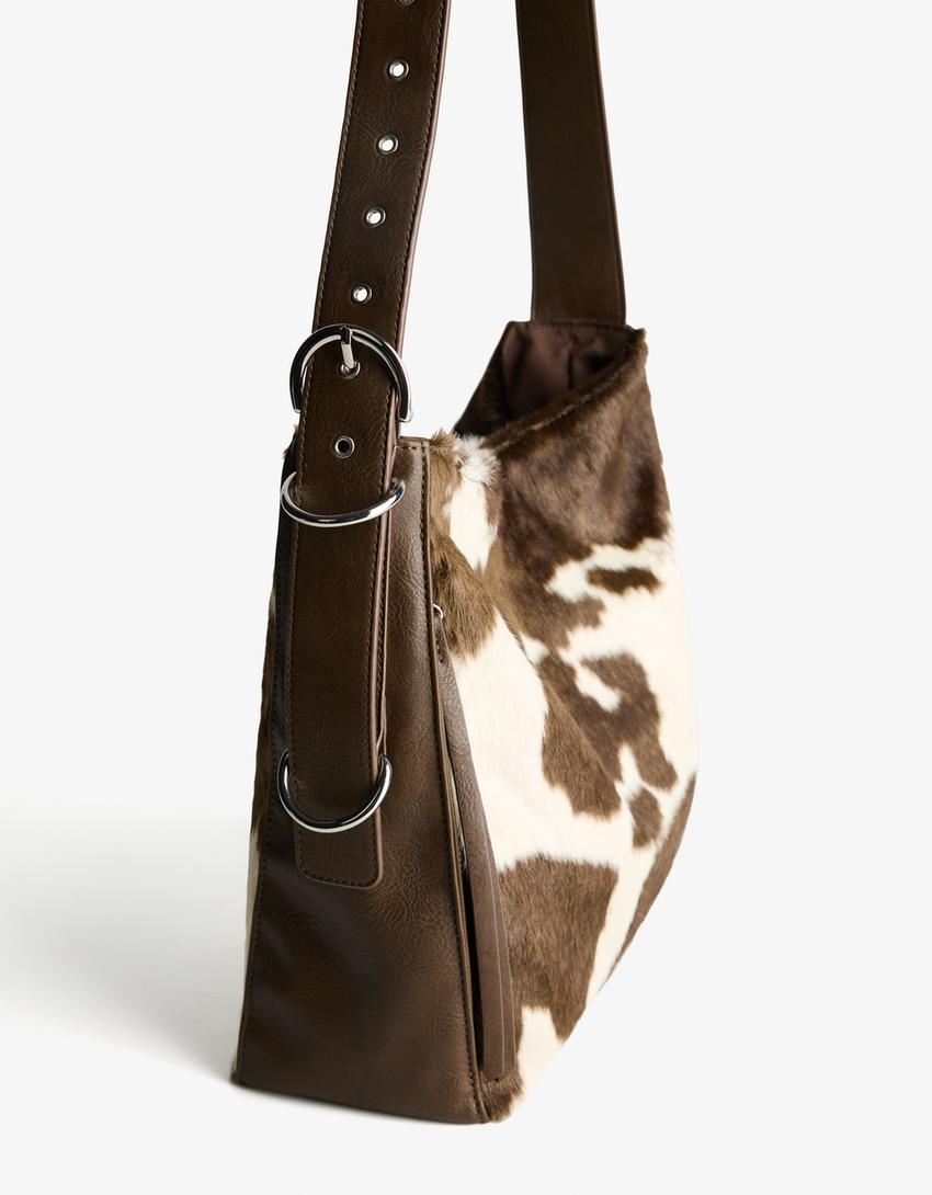 Tas met leereffect-Bruin