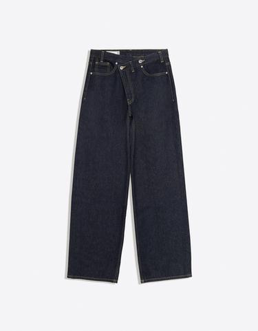 Crossover waist wide-leg jeans — Navy 5