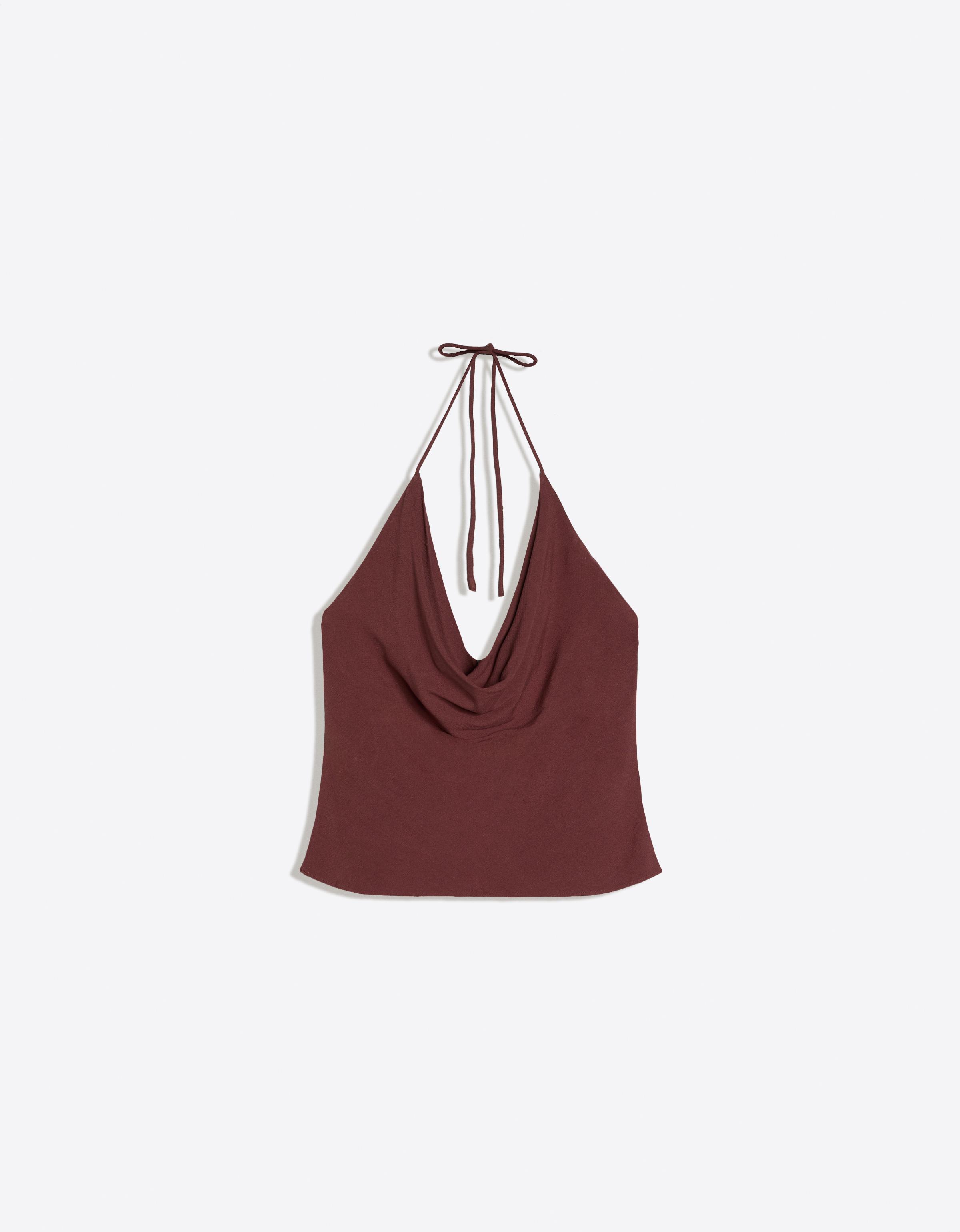 Draped halter top — Brown